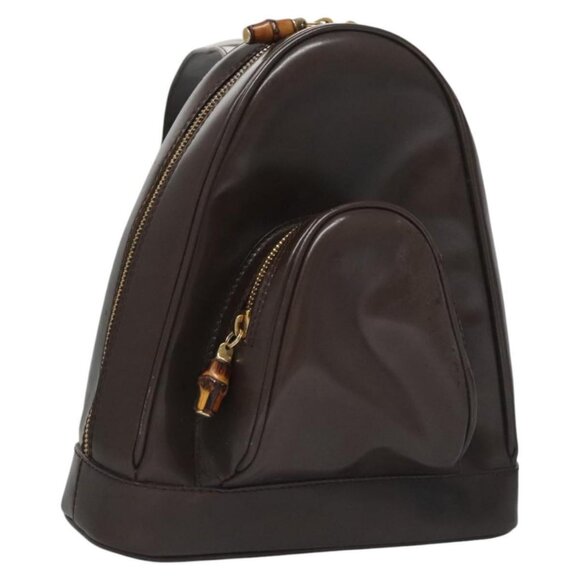 GUCCI Bamboo Body Bag Patent leather Brown 003 2113 0127 Auth 115951 - Picture 1 of 15